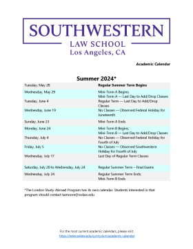 Academic Calendars | Southwestern Law School